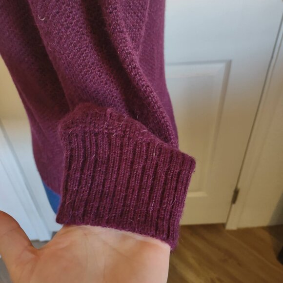 Peruvian Connection Purple Alpaca High-Collar Sweater Handmade Peru - Picture 3 of 10